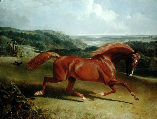Vágtázó ló tájban (olaj, vászon) alkotó: John Frederick Herring Senior