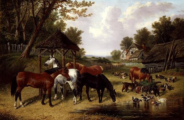 Lovak a tanya mellett (olaj, vászon) alkotó: John Frederick Herring Senior