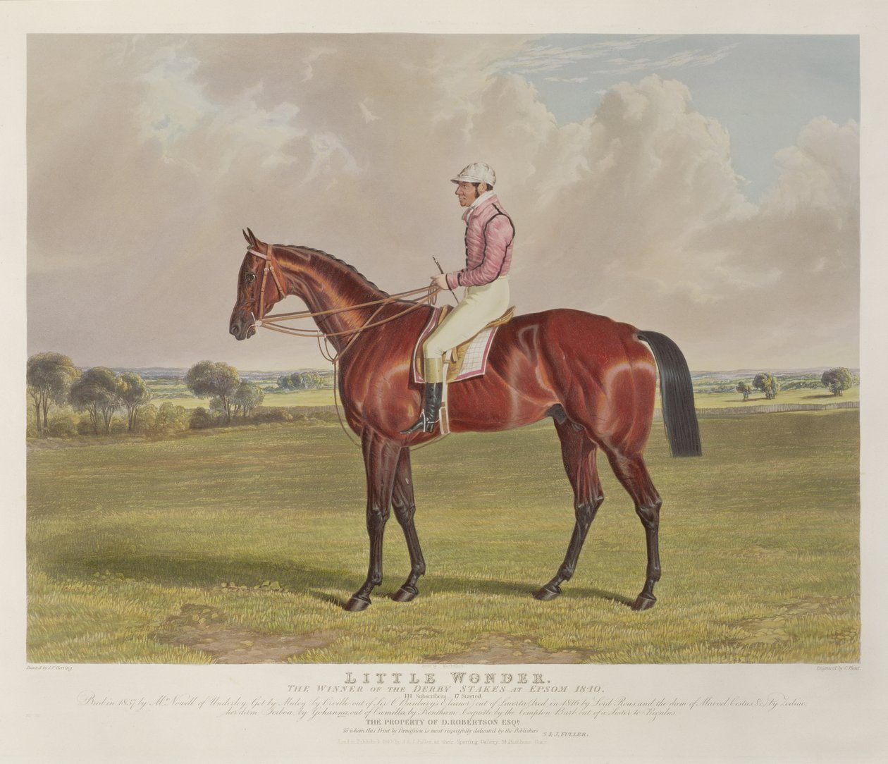 "Little Wonder", a Derby Stakes győztese Epsomban, 1840, vésette: Charles Hunt (1803-77), pub. S. und J. Fuller, 1840 (akvatinta) alkotó: John Frederick Herring Senior