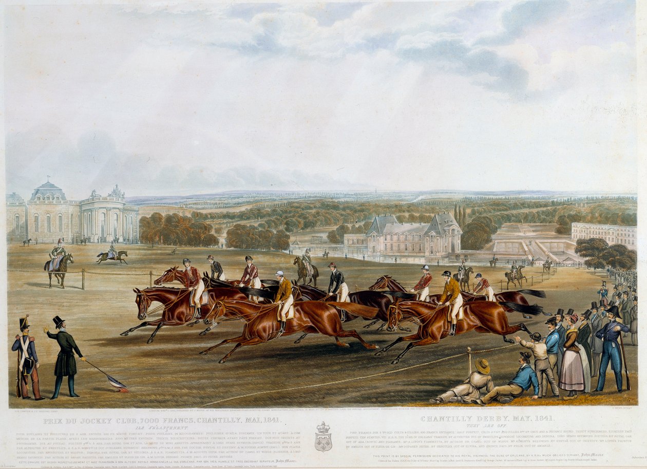 Prix du jockey club a Chantilly 1841-ben Nyomtatás: John Frederick Herring (1795-1865) (ec.engl.) 1841 Collection privee alkotó: John Frederick Herring Senior