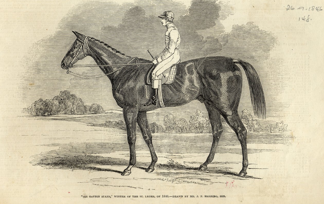 „Sir Tatton Sykes”, a St. Leger győztese, a „The Illustrated London News”-ból, 1846. szeptember 26. alkotó: John Frederick Herring Senior