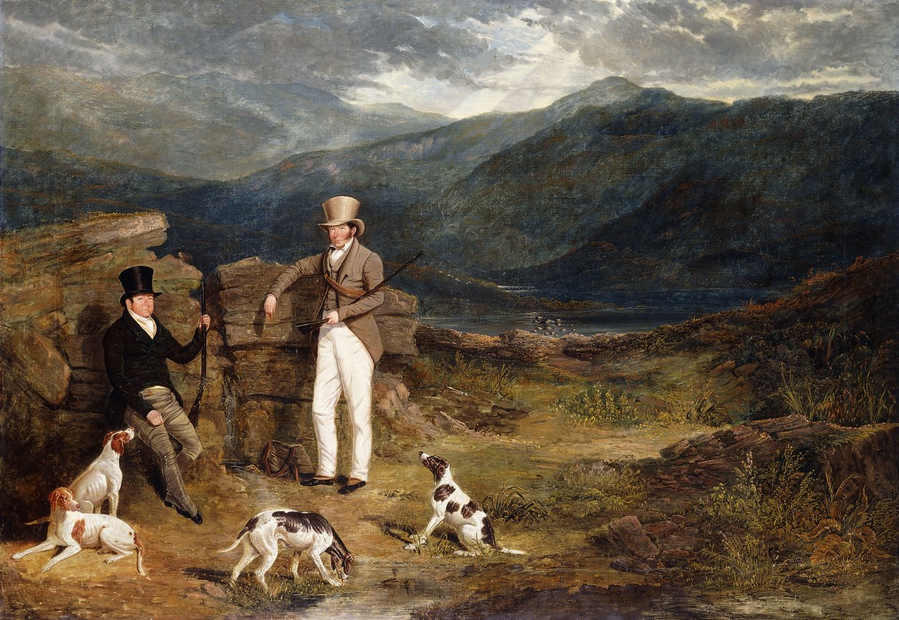 Két úriember mutatókkal egy fajdmocsáron, 1824 alkotó: John Frederick Herring Senior
