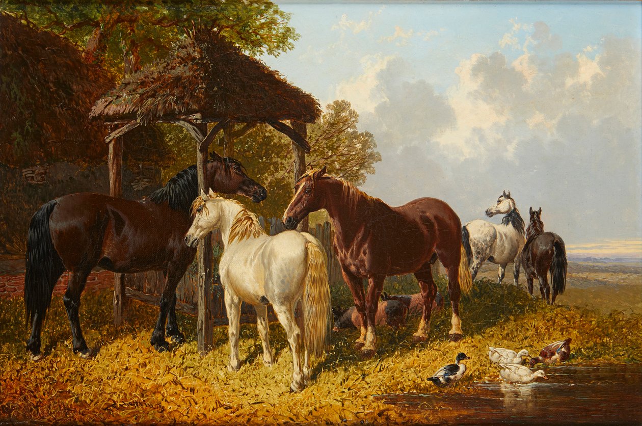 Nyüzsgő tanyasi jelenet (olaj, vászon) alkotó: John Frederick Jr. Herring