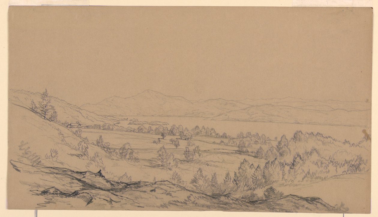 Rajz, George-tó, New York, északkeleti irányban, 1850-65 alkotó: John Frederick Kensett