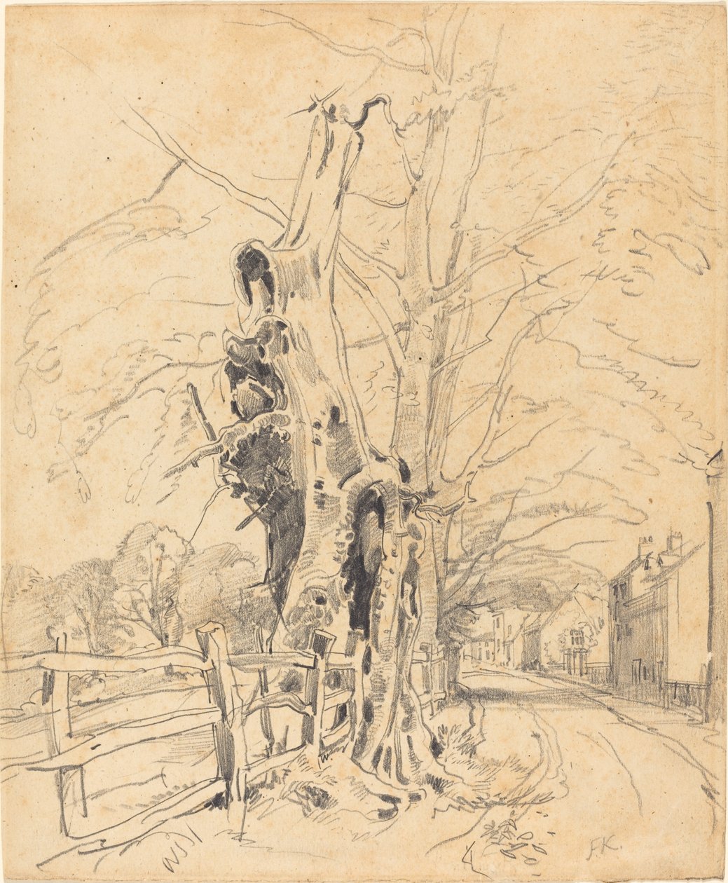 Fák a vasúti kerítés mellett alkotó: John Frederick Kensett