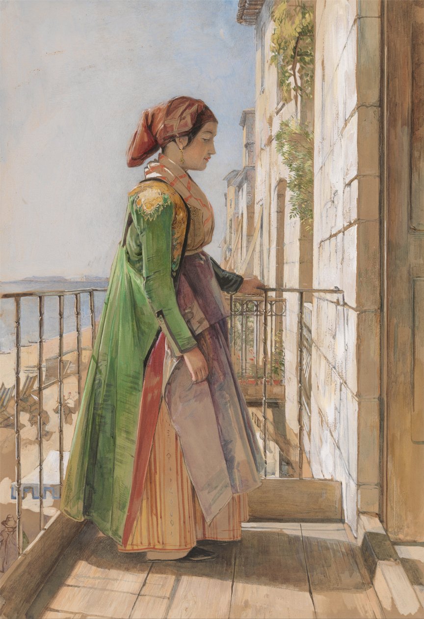 Egy görög lány egy erkélyen állva alkotó: John Frederick Lewis
