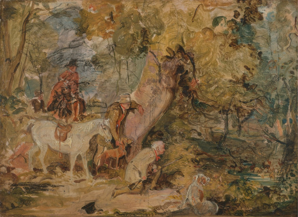 Vázlat a "Foresters Stalking Deer"-hez alkotó: John Frederick Lewis
