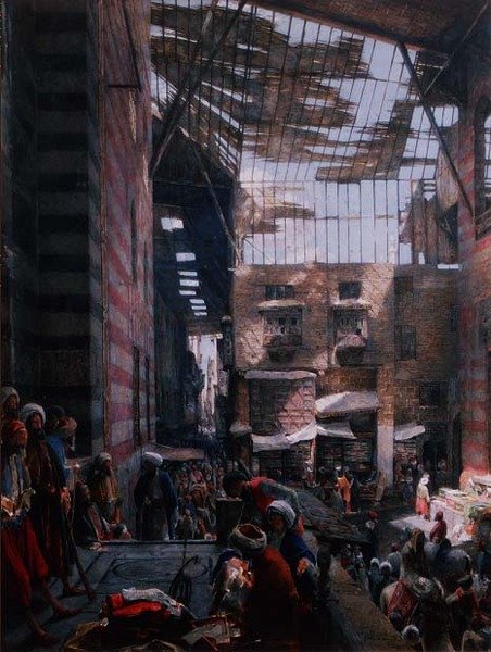 A Ghooreyah utca és mecset látképe, Kairó alkotó: John Frederick Lewis