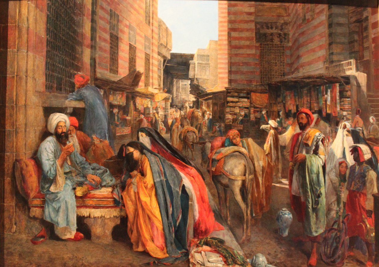Francia: La Rue et la mosquée al-Ghouri au Caire Utcai jelenet az El Ghouri mecset közelében Kairóban alkotó: John Frederick Lewis