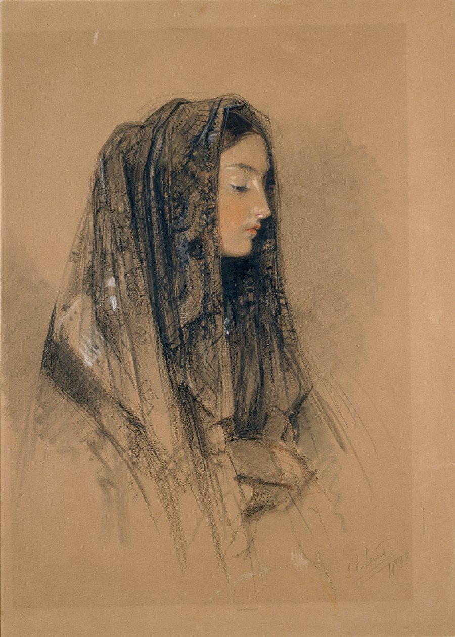 Egy mantillás olasz lány feje, 1838 alkotó: John Frederick Lewis