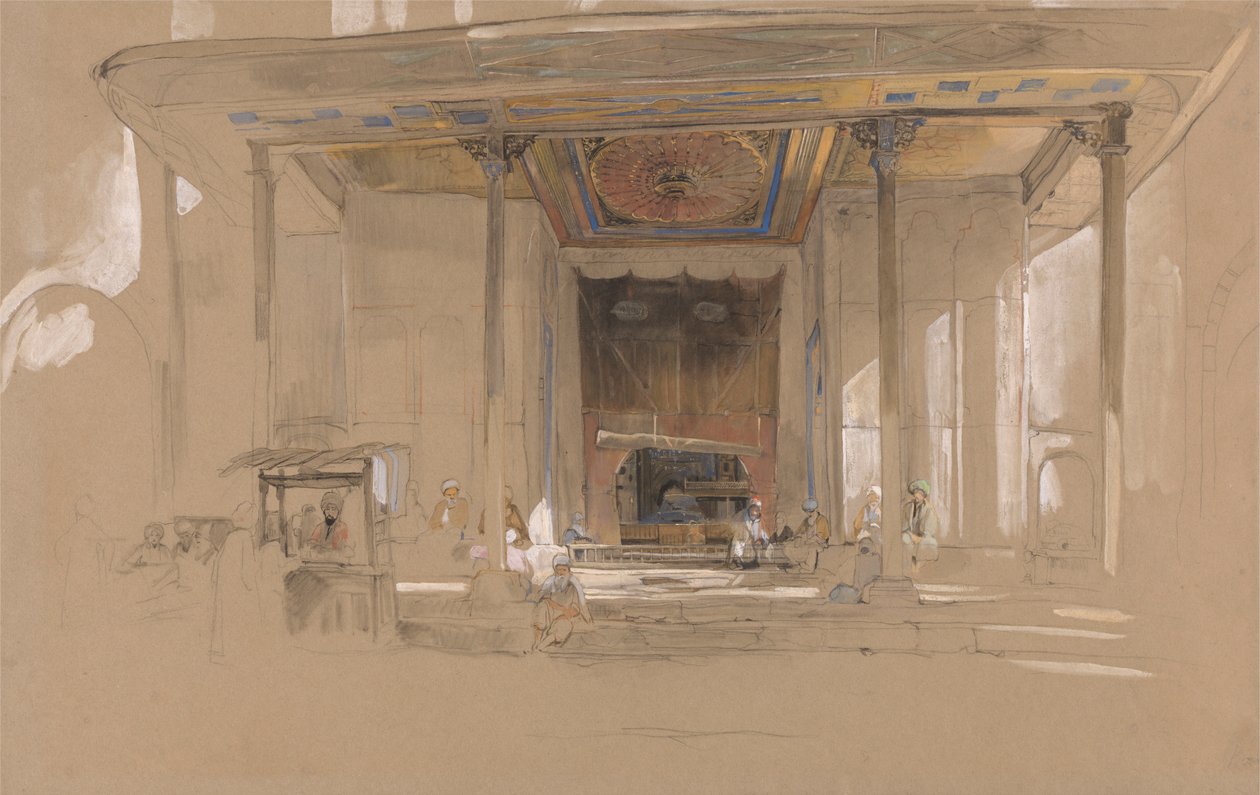 A Nagy Mecset főbejárata, (Ulu cami) Bursa, Törökország, alkotó: John Frederick Lewis