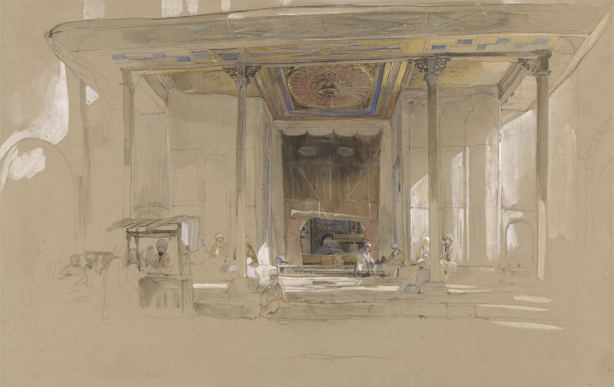 A Nagy Mecset (Ulucami) Bursa főbejárata, Törökország, 1840 körül (wc és testszín grafiton, szőtt papíron) alkotó: John Frederick Lewis