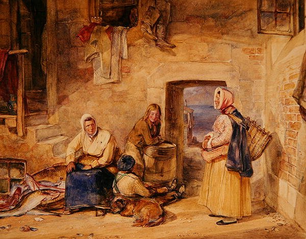 Newhaven Fisherwomen, Edinburgh, 1831-32 körül (akvarell papíron) alkotó: John Frederick Lewis