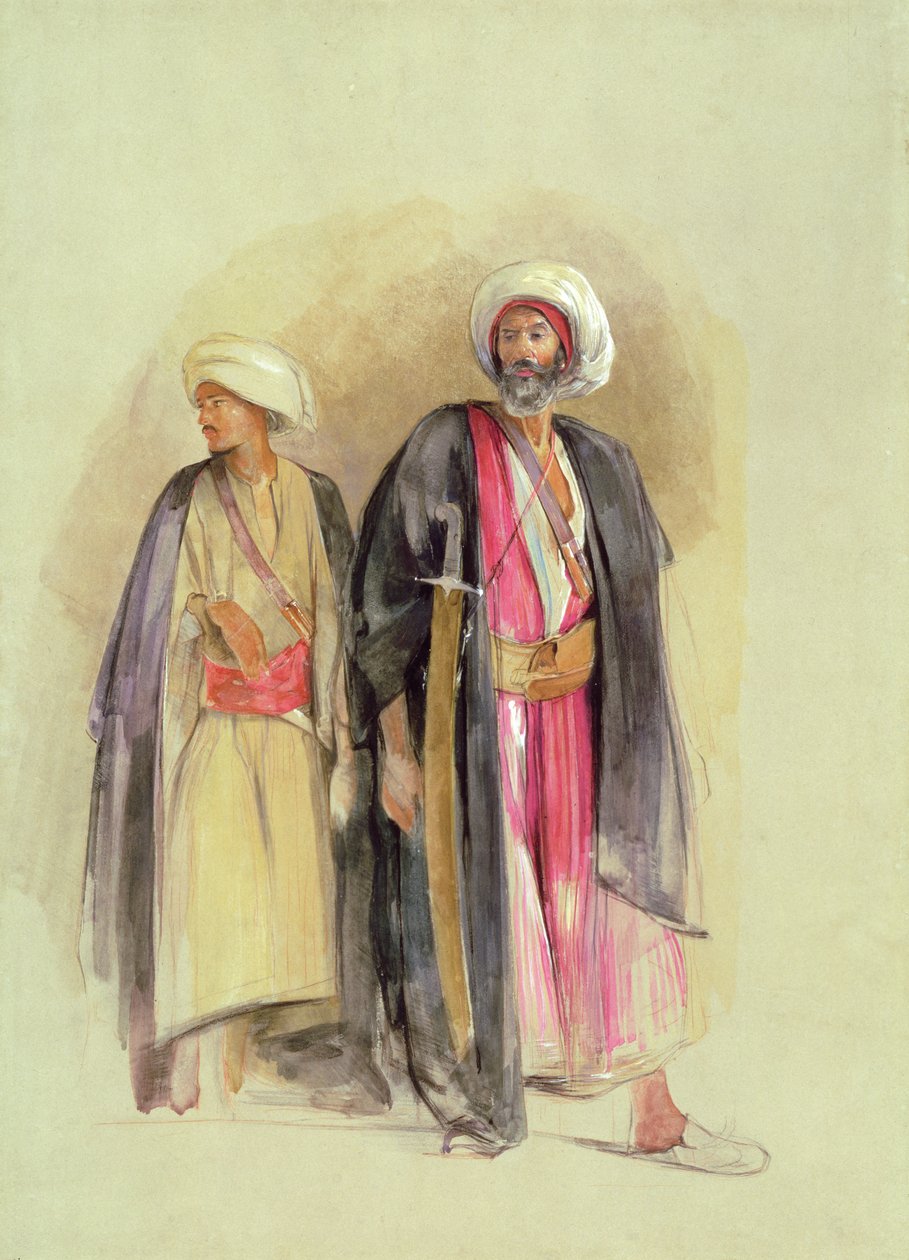 Gebel Tor-i Husszein sejk és fia, 1842-43 körül (wc, gouache, kréta és grafit, papír) alkotó: John Frederick Lewis