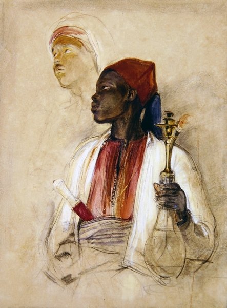 Study for the Pipe Bearer, 1856 körül (akvarell, papír) alkotó: John Frederick Lewis
