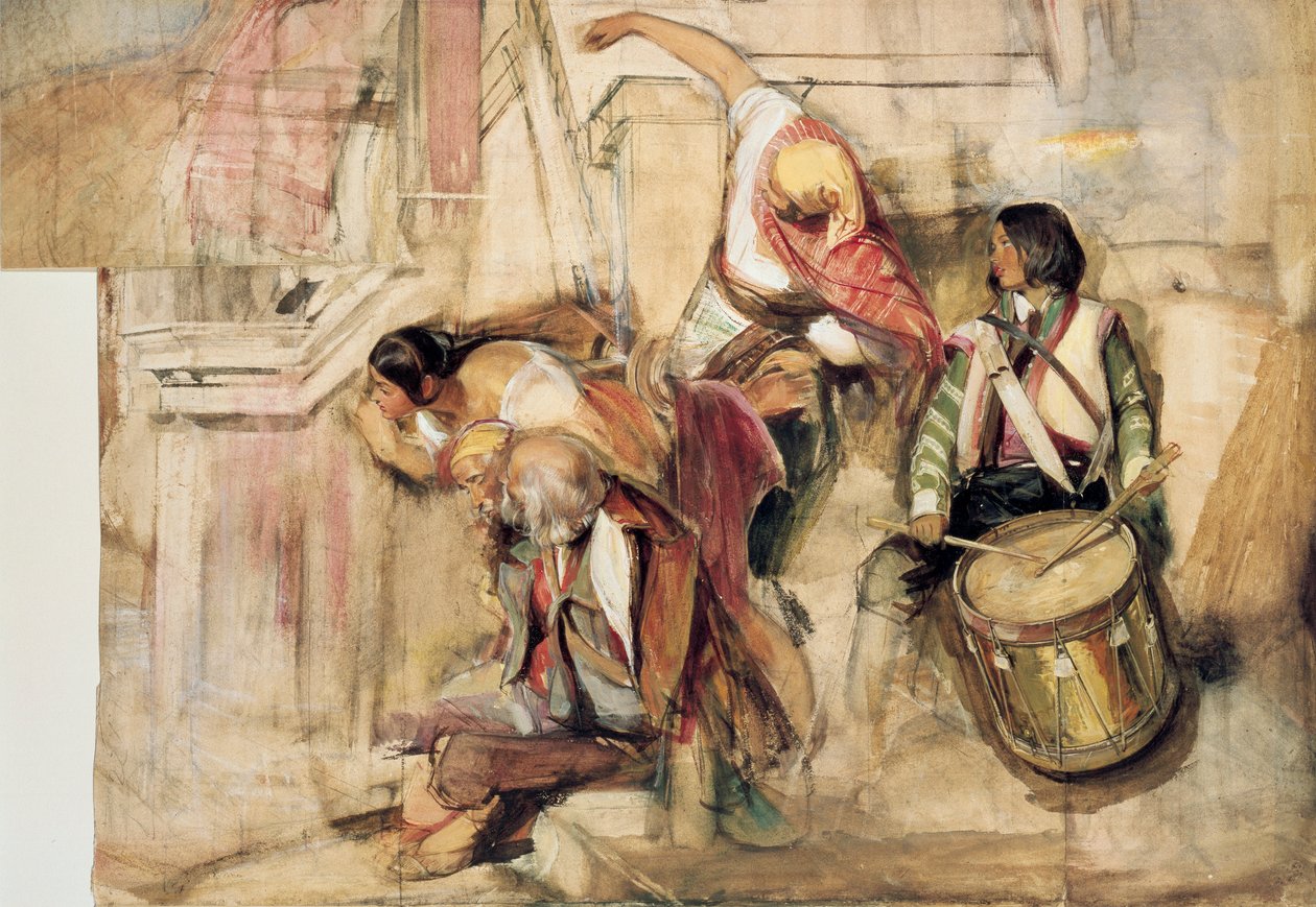 Tanulmány Don Carlos kiáltásához, 1834-1838 alkotó: John Frederick Lewis