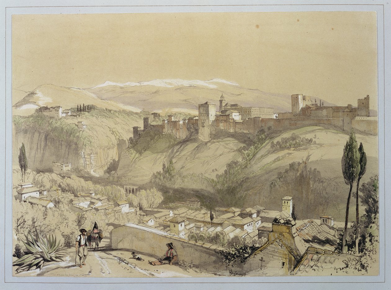 Az Alhambra az Albay-ból, a „Sketches and Drawings of the Alhambra”-ból, James Duffield Harding (1798-1863) metszete, 1835 alkotó: John Frederick Lewis