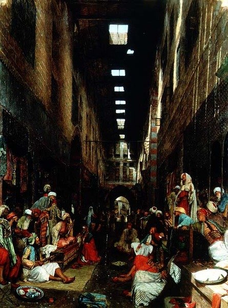 El Khan Khallil Bezestein bazárja, Kairó alkotó: John Frederick Lewis