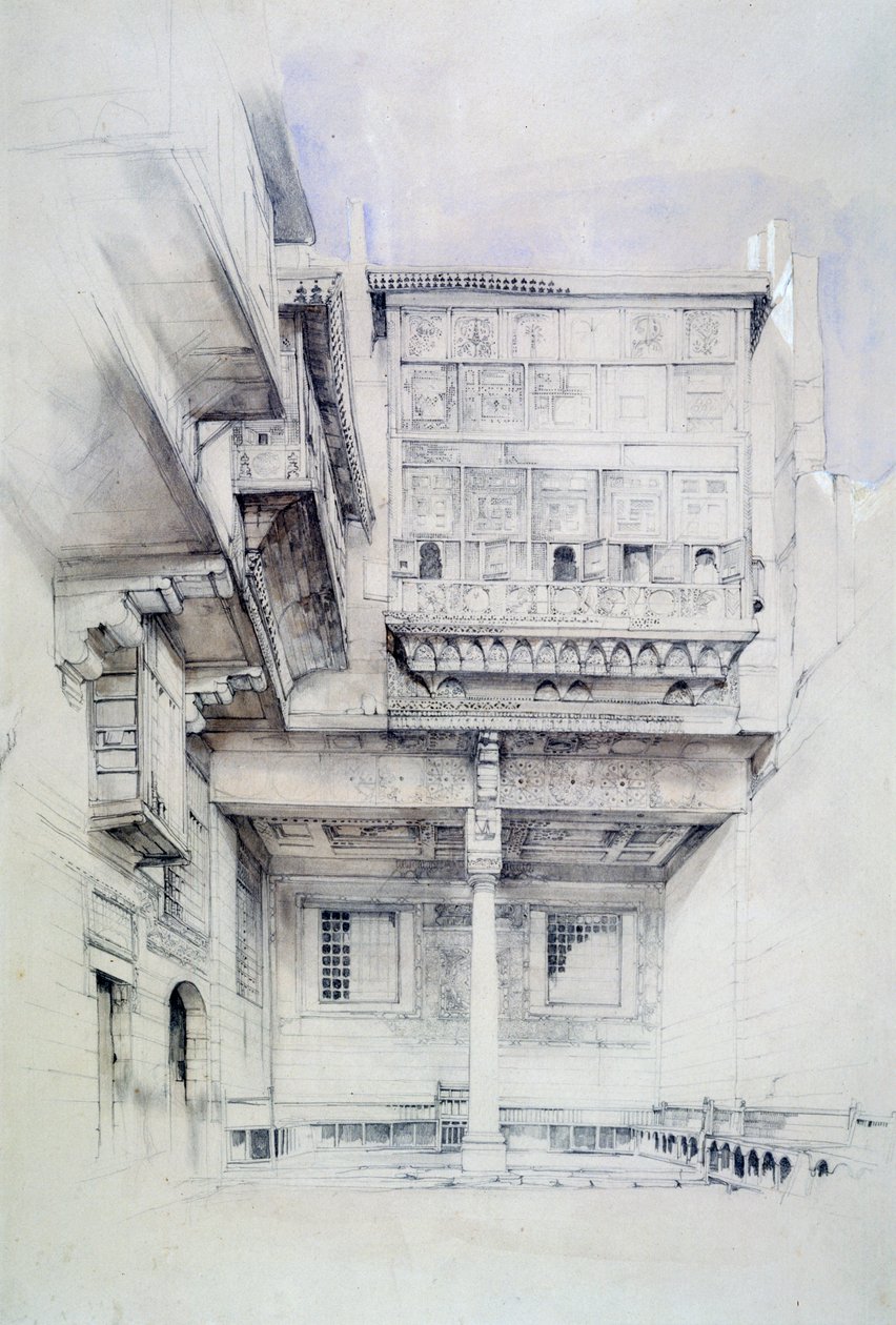 A Művészház udvara, Kairó, Egyiptom, 19. század alkotó: John Frederick Lewis
