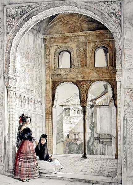 Ablak a Nagykövetek termében, az Alhambra vázlataiból és rajzaiból, 1835 alkotó: John Frederick Lewis