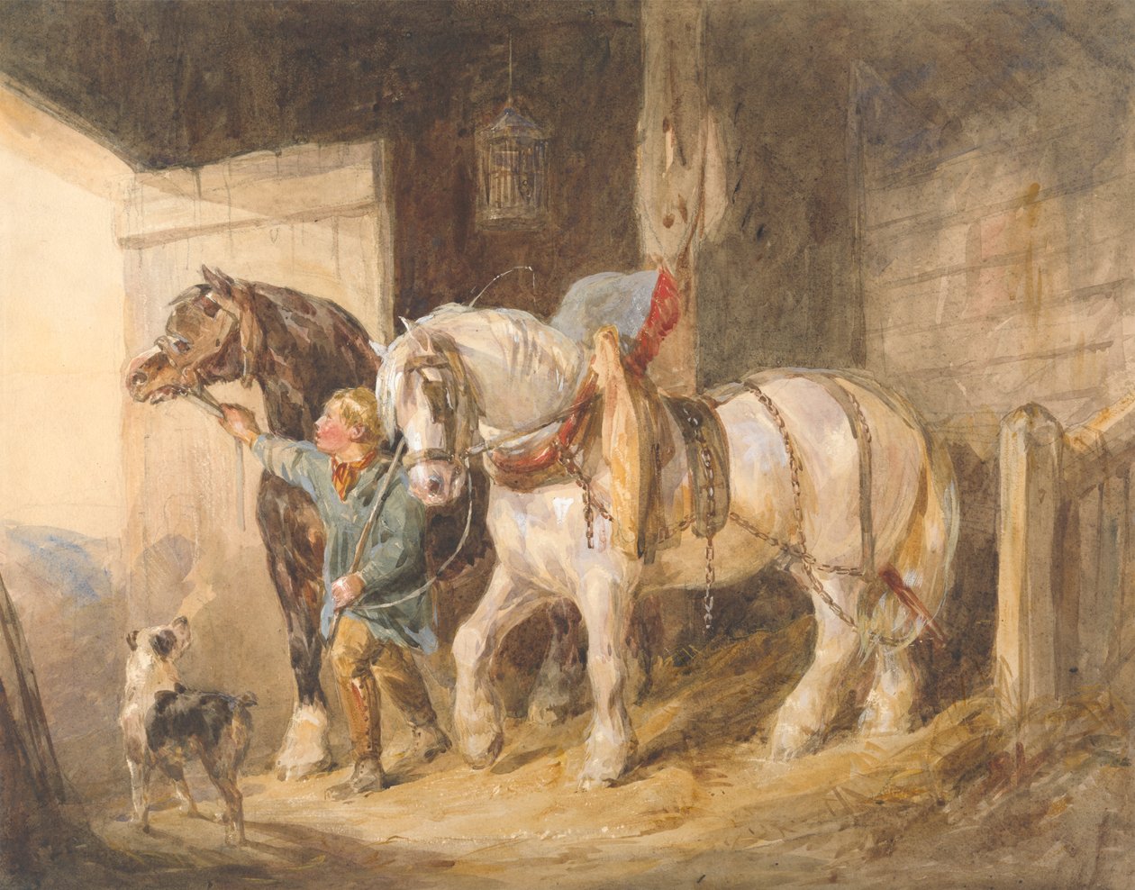 Istálló fiú szekér lovakkal alkotó: John Frederick Tayler