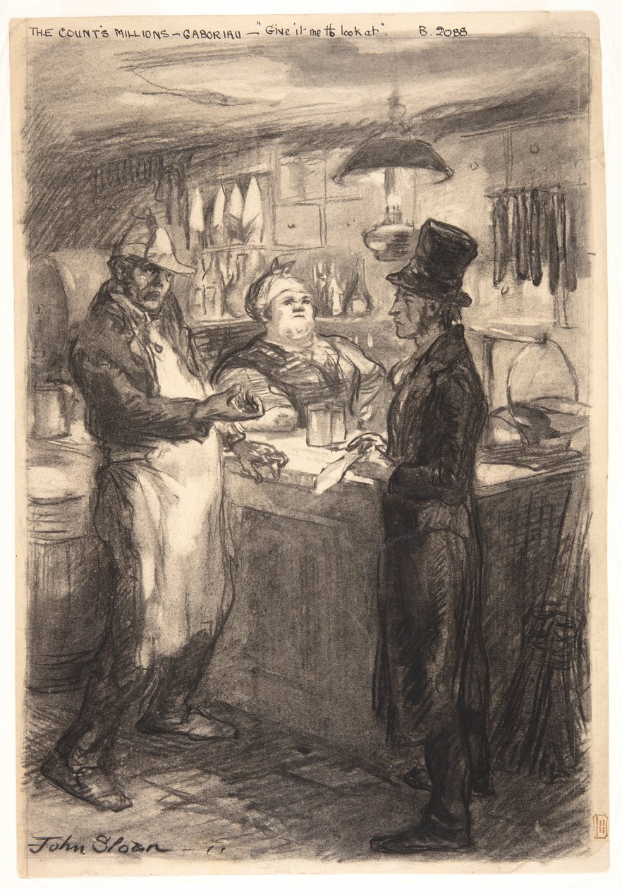 "Mi ez a számla? Add ide, hogy nézzem meg." alkotó: John French Sloan