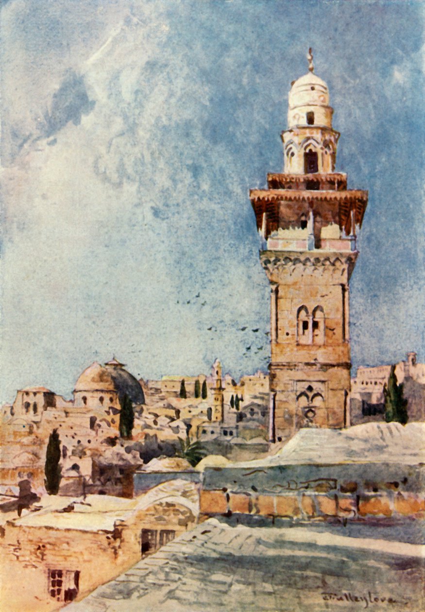Minaret a templomterület északnyugati sarkában, 1902. alkotó: John Fulleylove