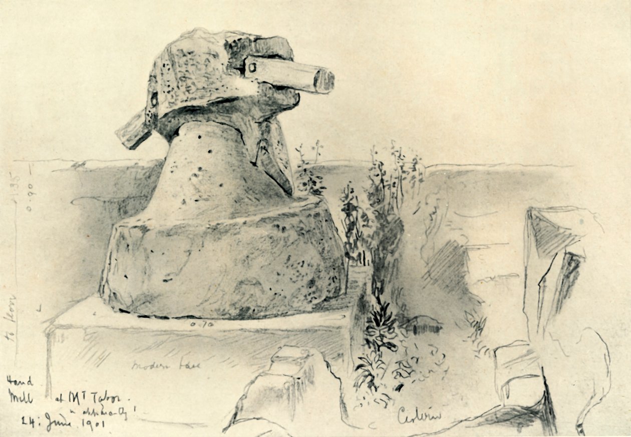 Ősi kézimalom a Tabor-hegyen, 1902. alkotó: John Fulleylove