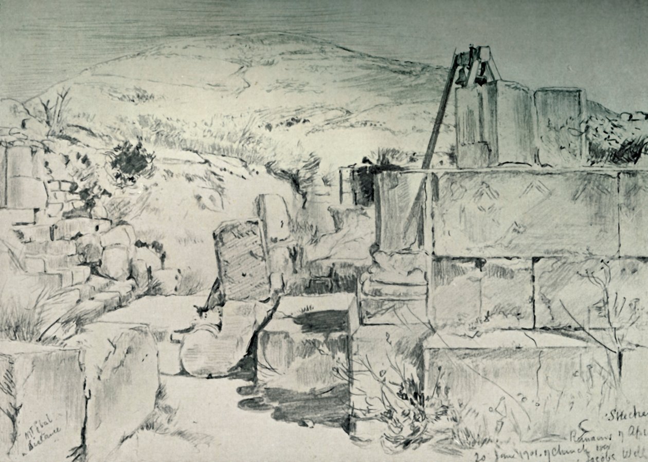 A negyedik századi templom apszisa Jacobs-kút felett Shechum Nablusnál, 1902. alkotó: John Fulleylove