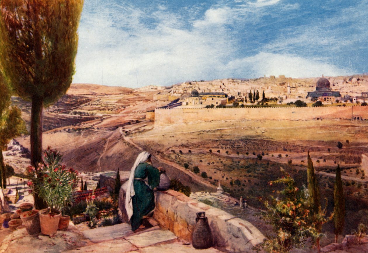 Jeruzsálem az Olajfák hegyéről, ahol Krisztus a város felett sírt, 1902. alkotó: John Fulleylove