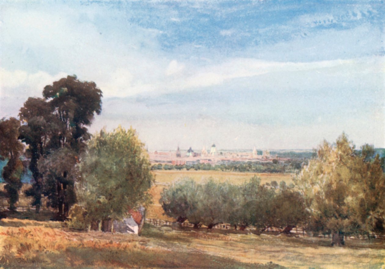 Oxford, South Hinksey felől (színes litográfia) alkotó: John Fulleylove