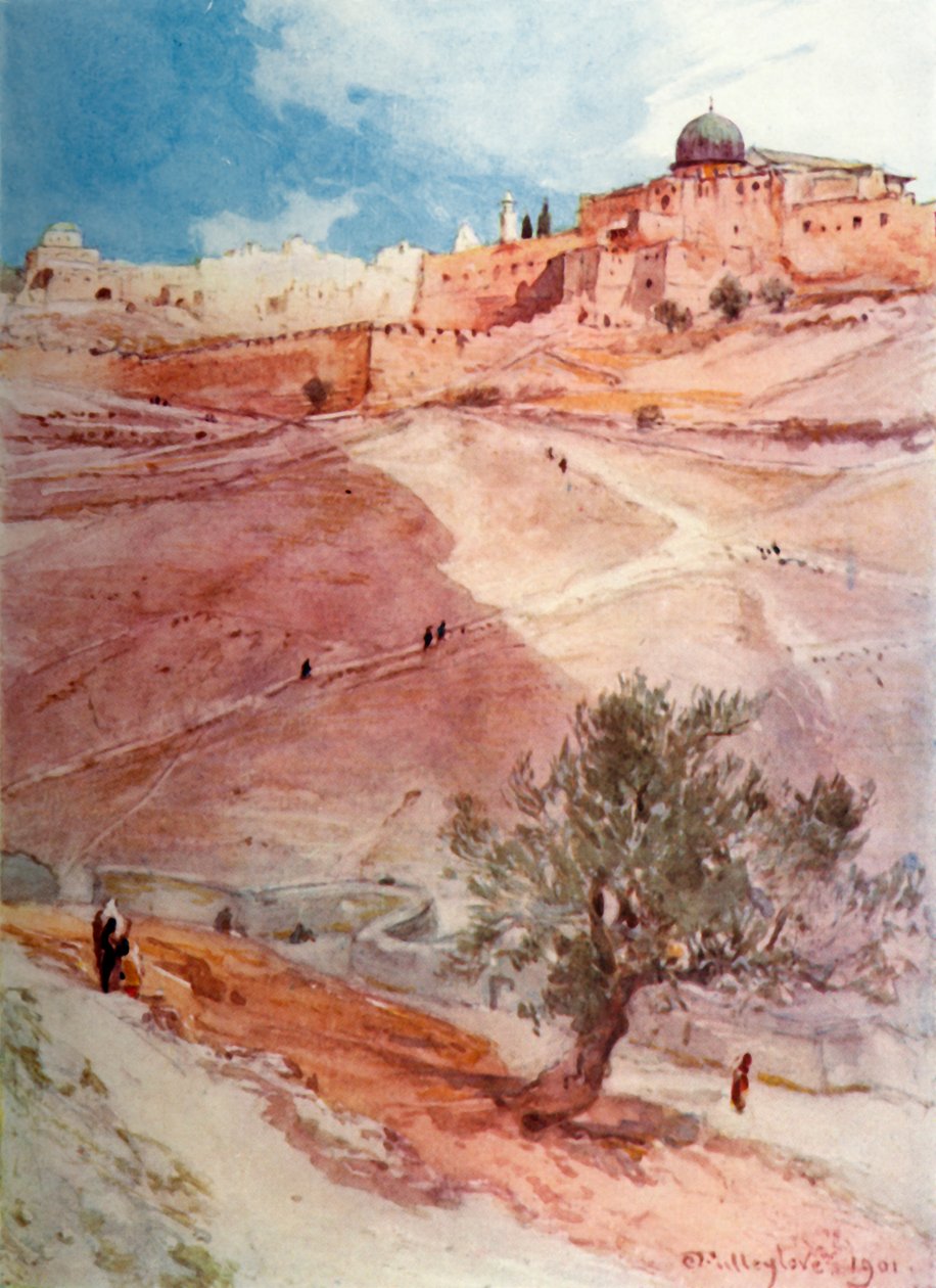 Jeruzsálem déli fala Siloam falu északi végétől, 1902. alkotó: John Fulleylove