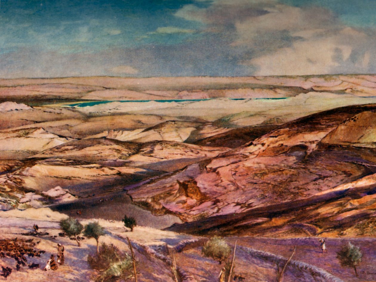 A Júdeai-sivatag és a Holt-tenger az Olajfák hegyének legmagasabb pontjáról, 1902. alkotó: John Fulleylove