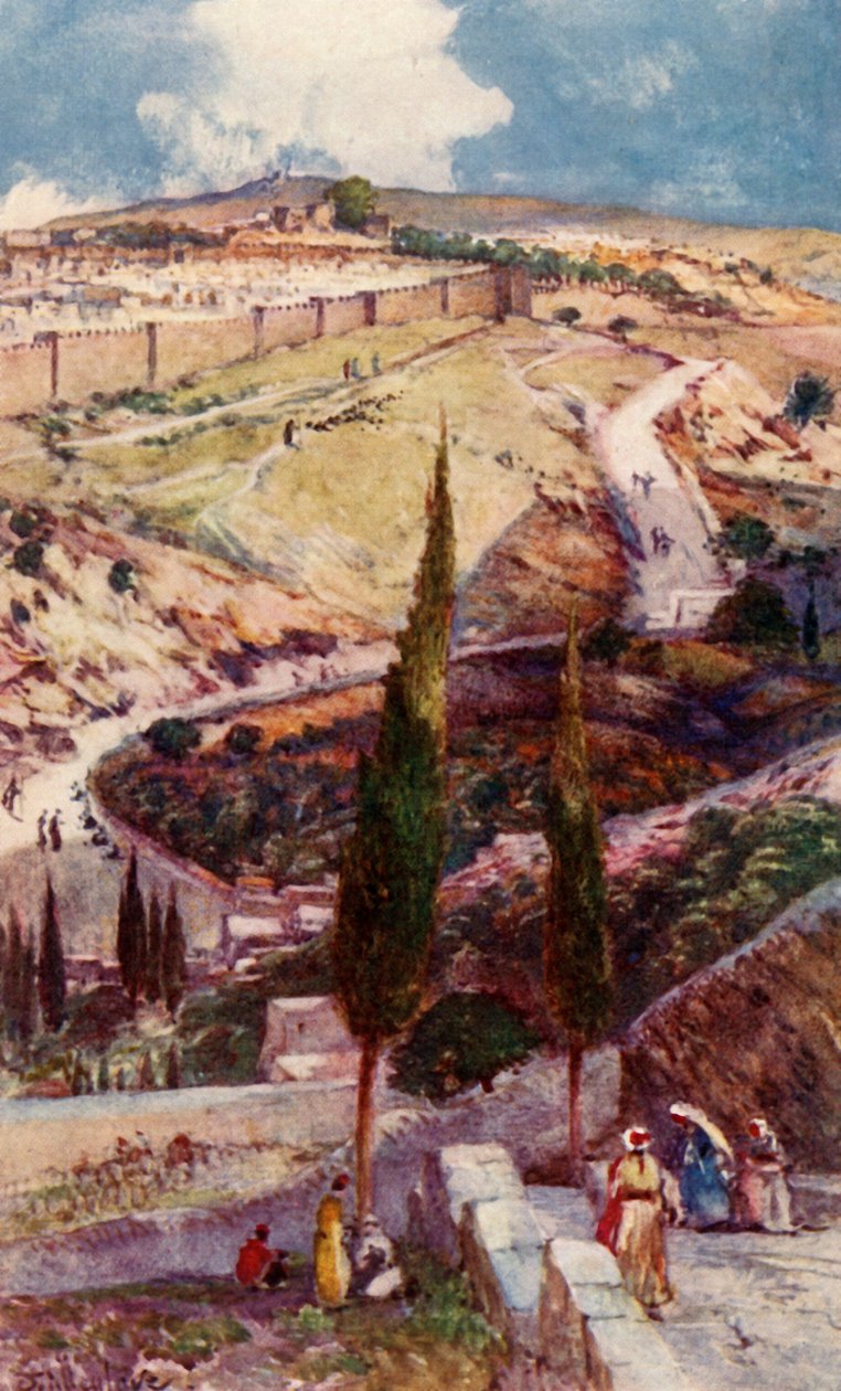 Jeruzsálem északkeleti vége és Micpa az Olajfák hegyétől, 1902. alkotó: John Fulleylove
