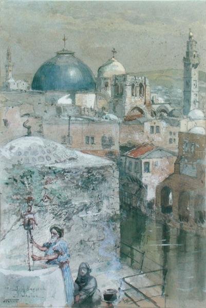 Ezékiás medencéje a reggeli fényben, 1902 körül (akvarell, papír) alkotó: John Fulleylove