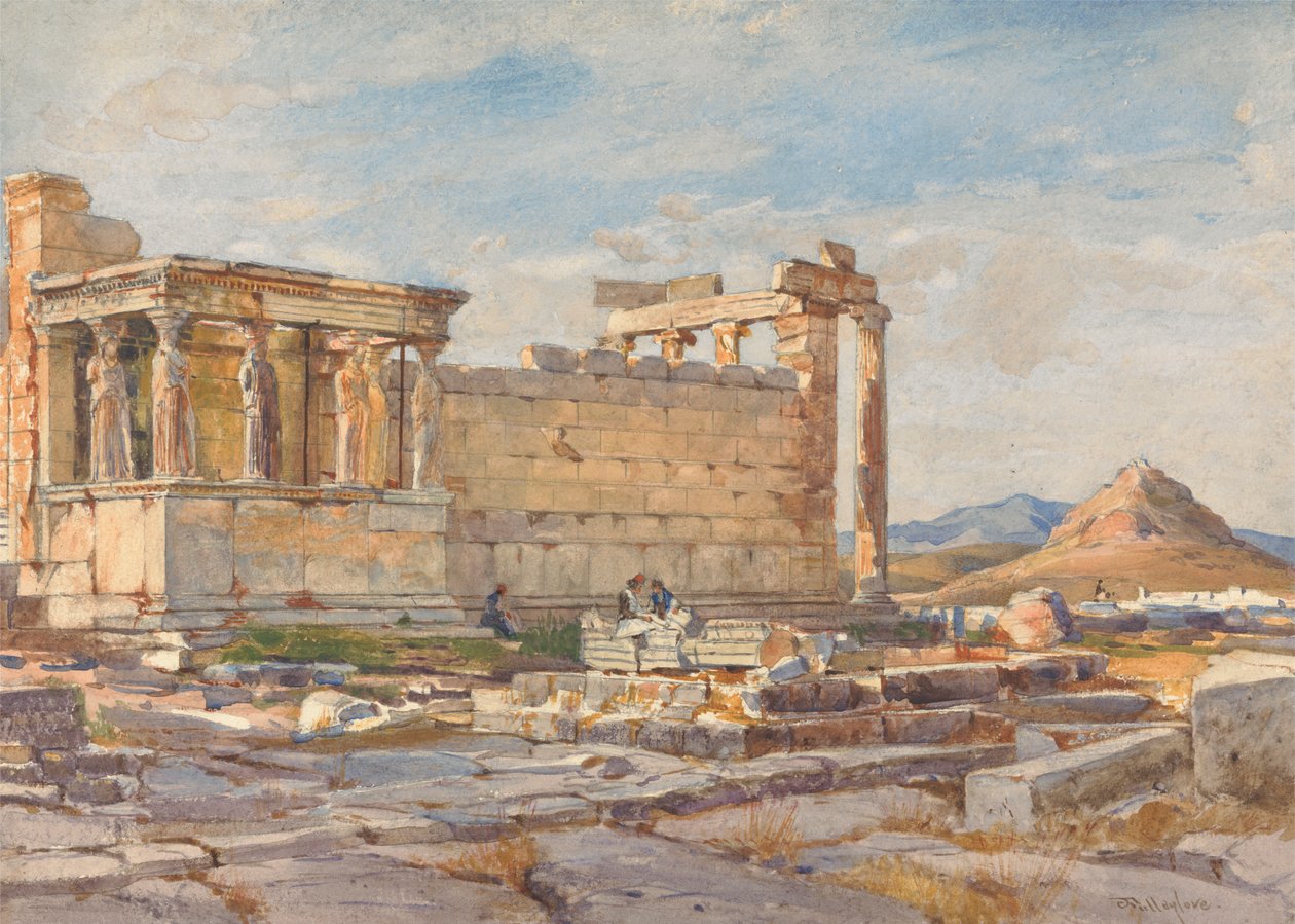 Az Erectheum déli oldala, az Athena Polias korábbi templomának alapításával alkotó: John Fulleylove