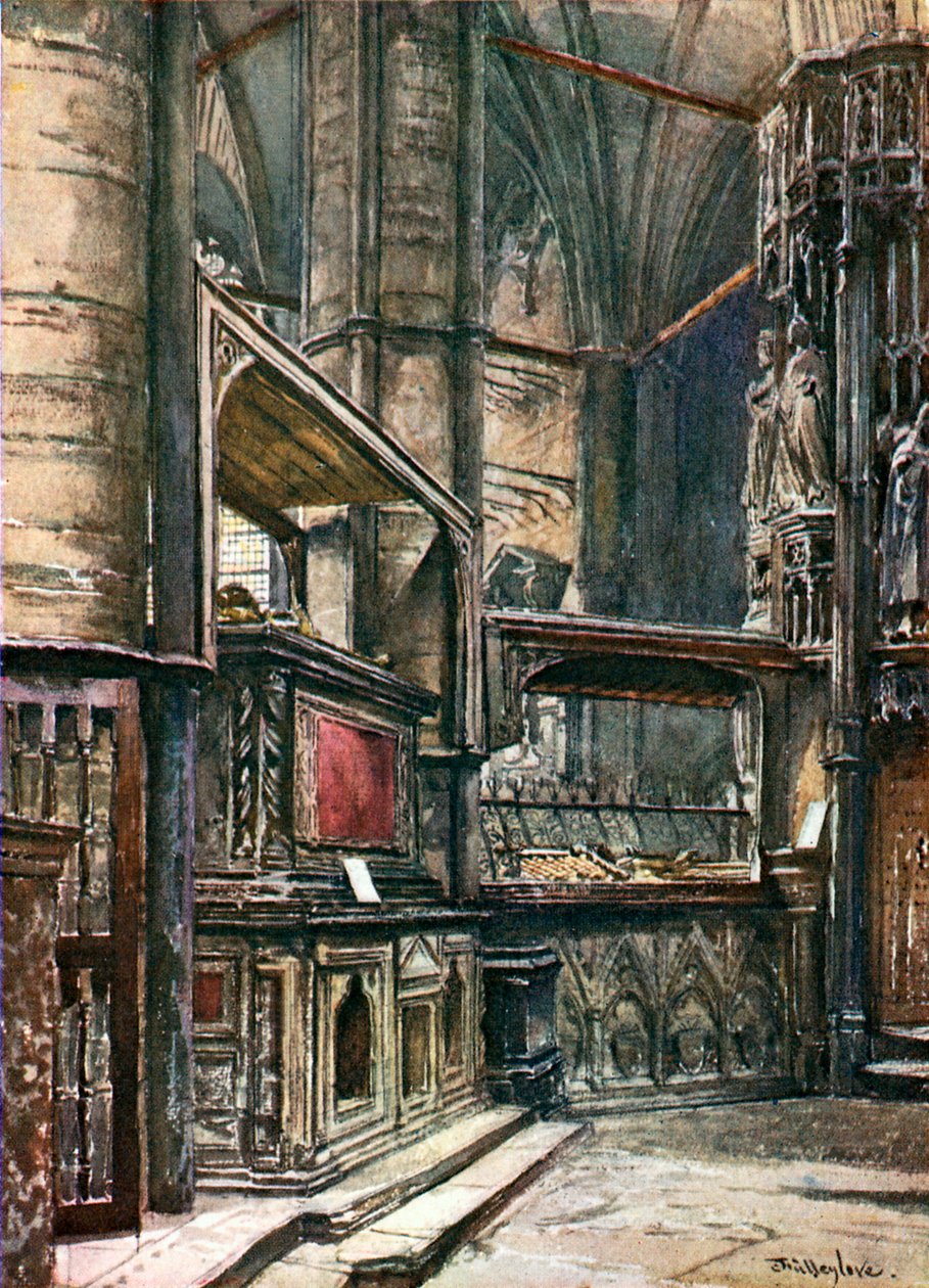 III. Henrik sírja, a Szent Edward-kápolnából (színes litográfia) alkotó: John Fulleylove