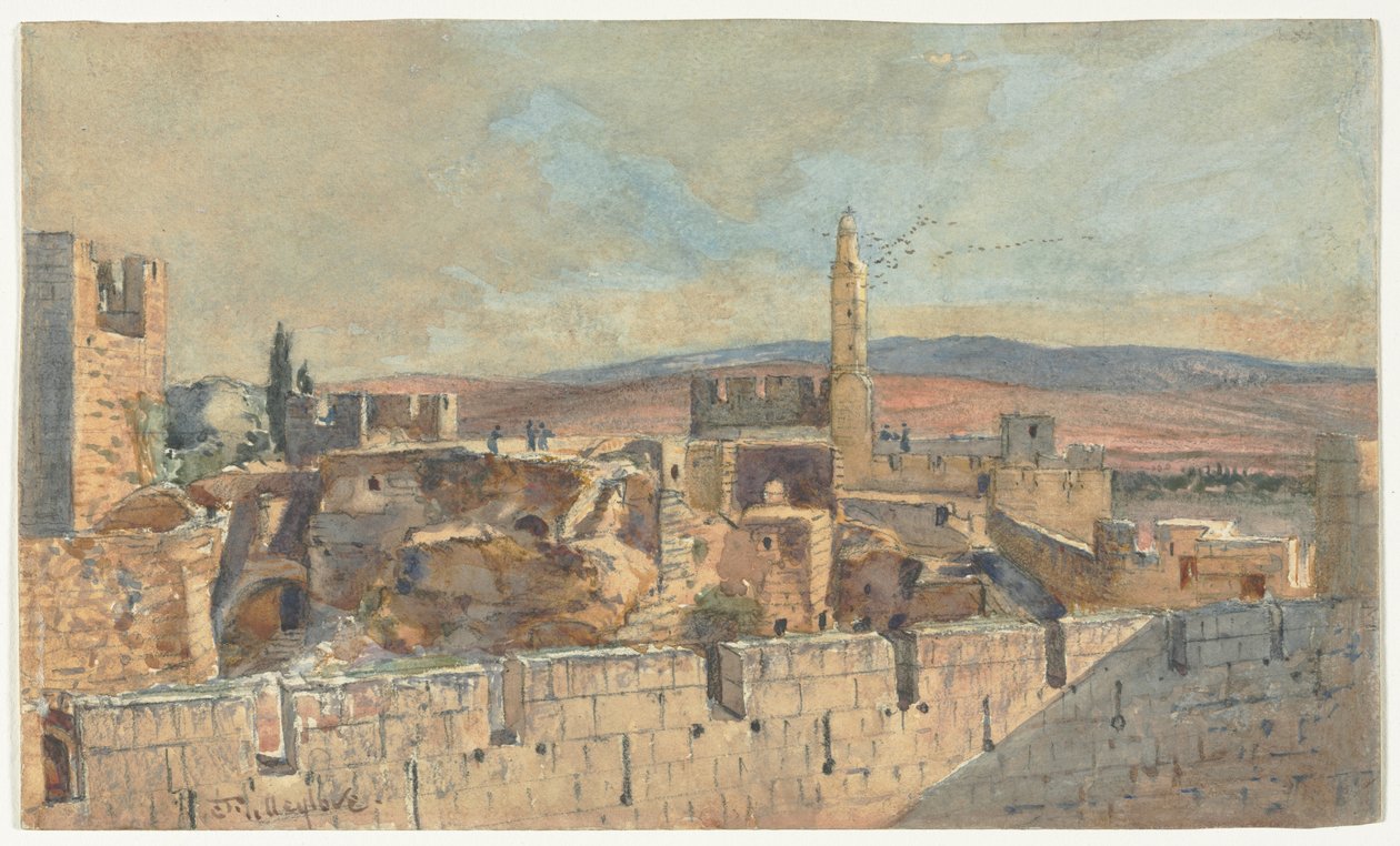 Kilátás Jeruzsálem óvárosára, 1800-as évek második fele. alkotó: John Fullylove