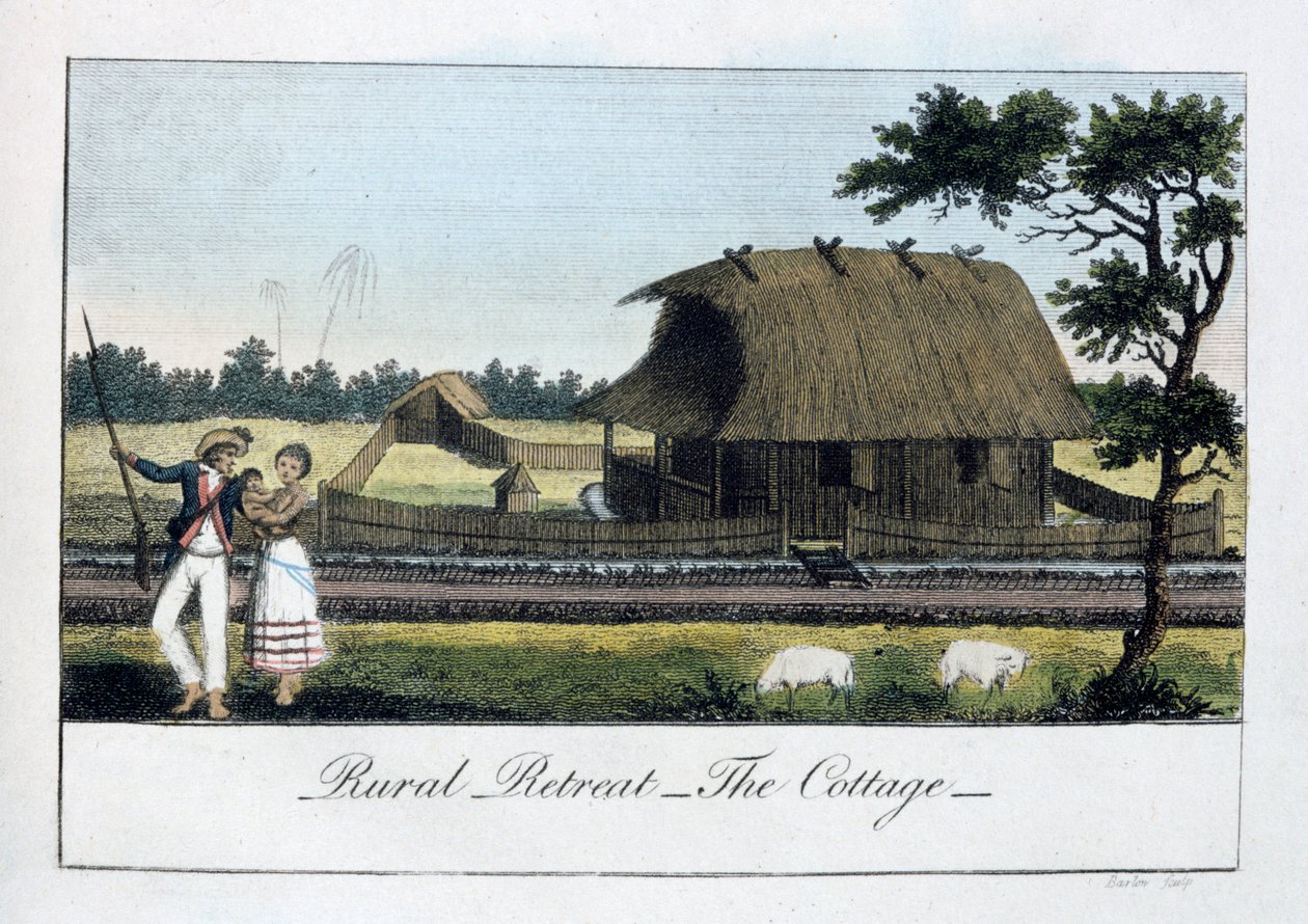 Vidéki menedékhely, The Cottage, 1813 alkotó: John Gabriel Stedman