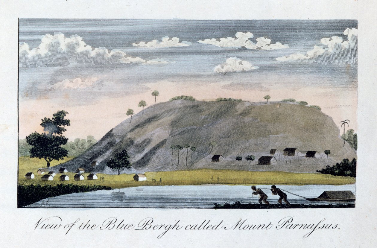 Kilátás a Kék Berghre, a Parnasszus-hegyre, 1813 alkotó: John Gabriel Stedman