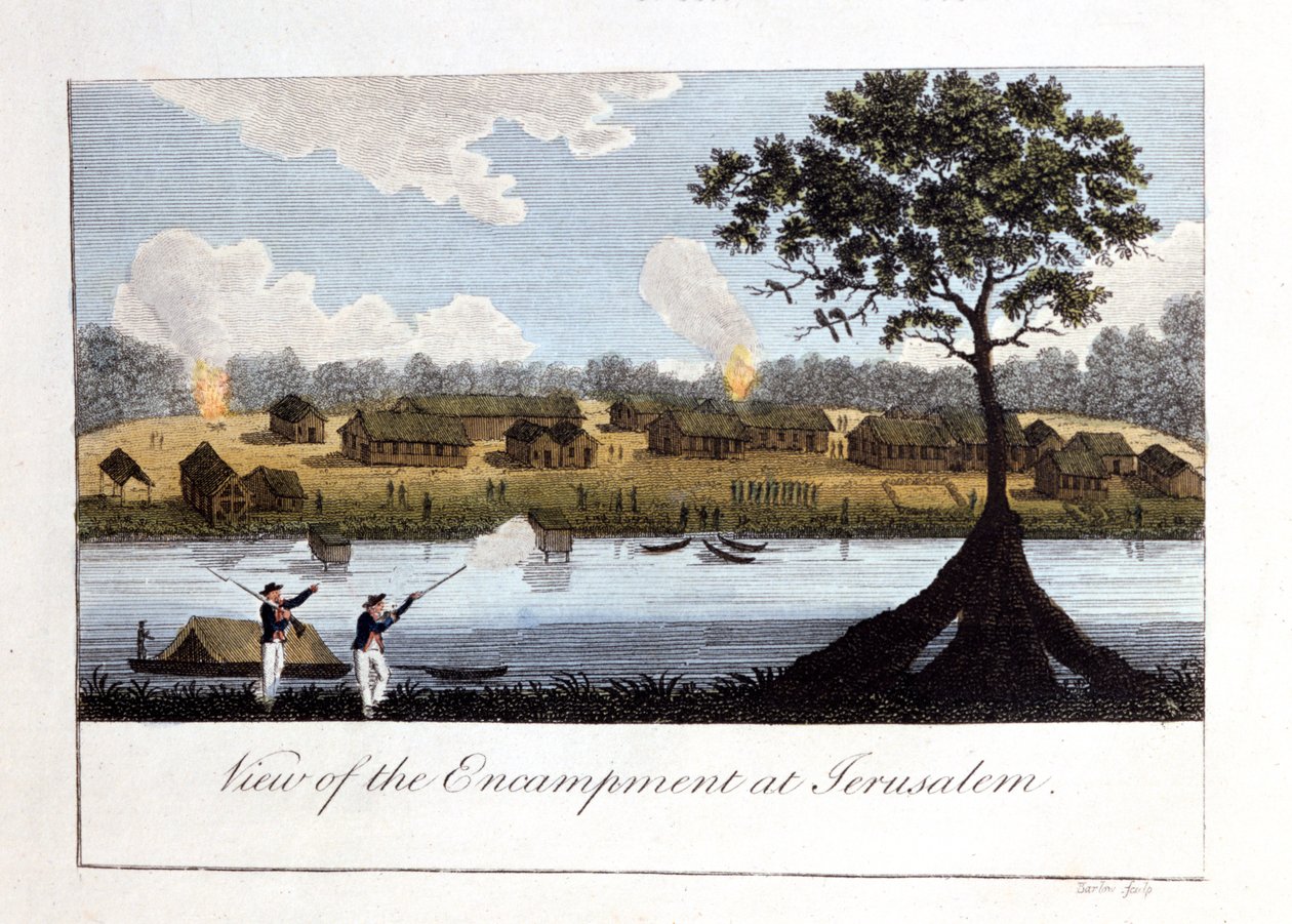 Kilátás a jeruzsálami táborra, 1813 alkotó: John Gabriel Stedman
