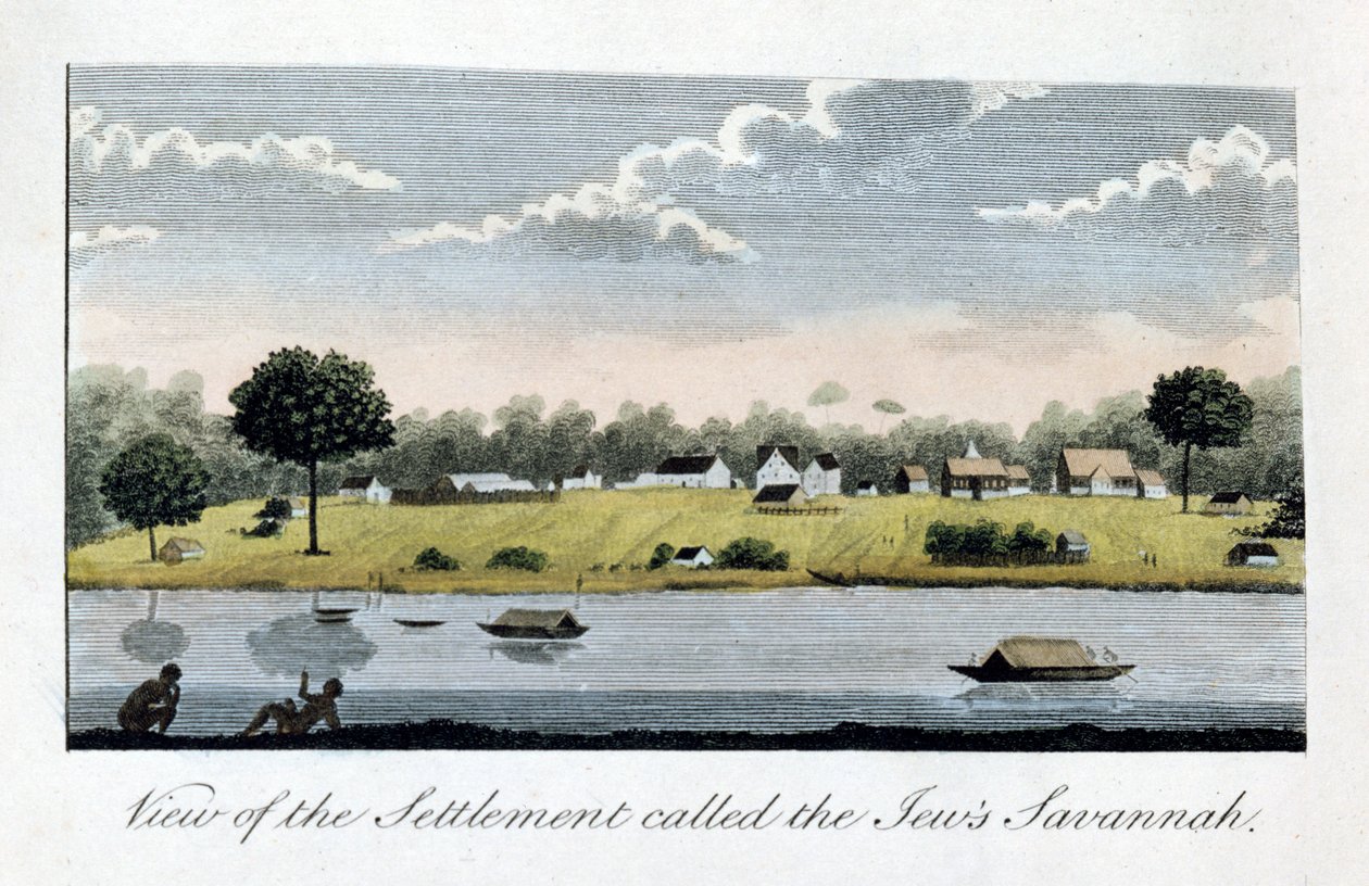 A zsidók szavanna nevű településének képe, 1813 alkotó: John Gabriel Stedman