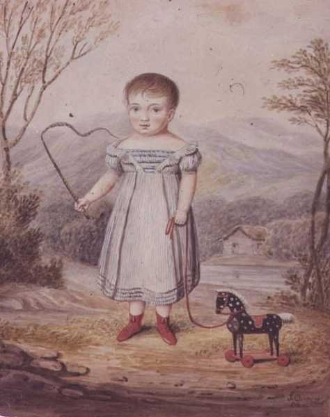 Lány egy játék lóval alkotó: John Gadsby Chapman