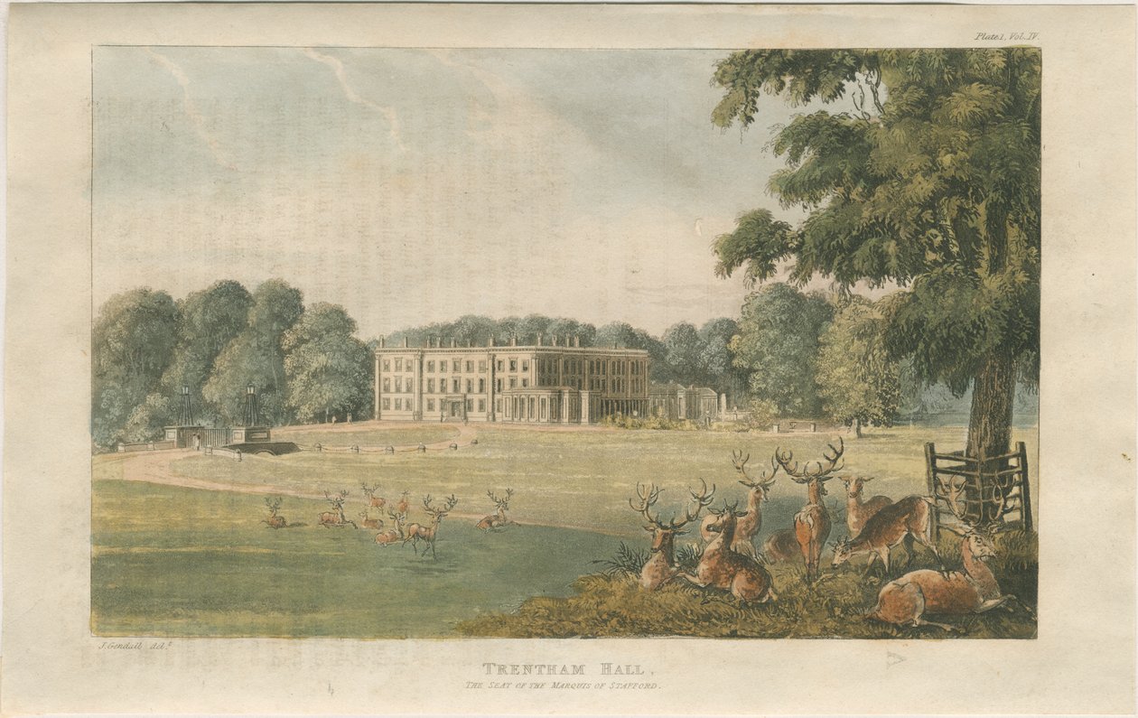 Trentham Hall: színes litográfia, nd [c 1824] (nyomtatás) alkotó: John Gendall
