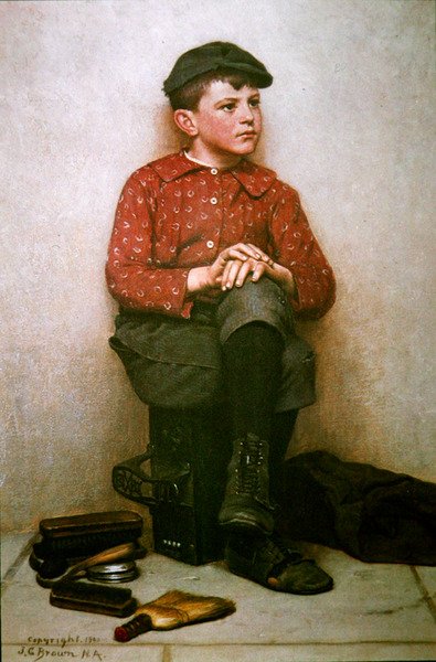 Cipőpucoló fiú, New York alkotó: John George Brown