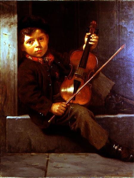 A fiú hegedűs (olaj, vászon) alkotó: John George Brown