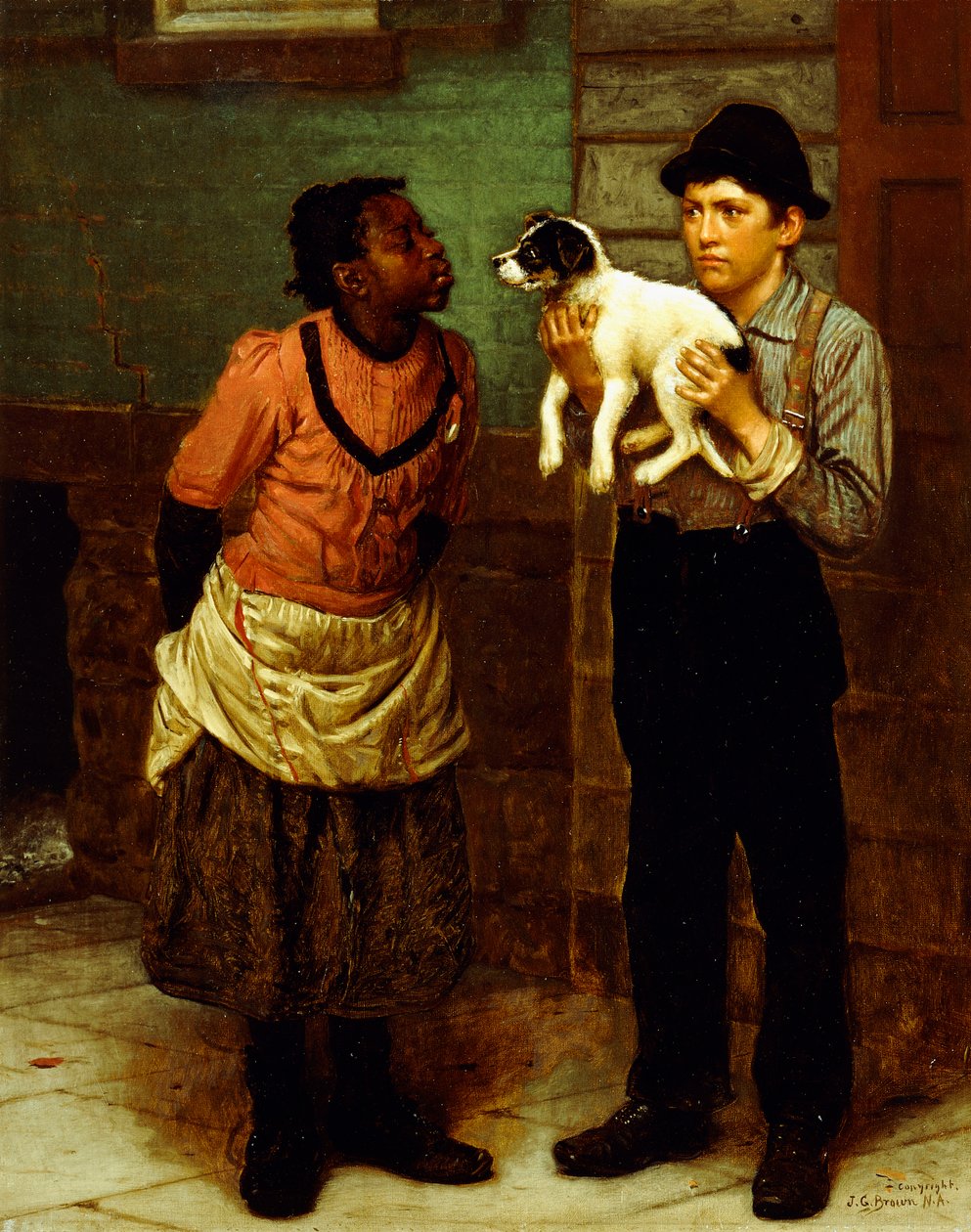 Az új kutyus, alkotó: John George Brown