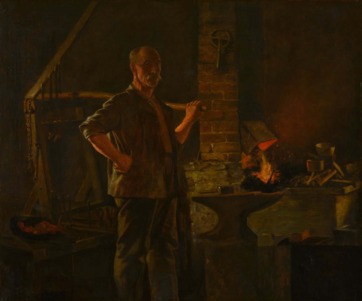 A falu kovácsa, 1900 körül (olaj, vászon) alkotó: John George Brown
