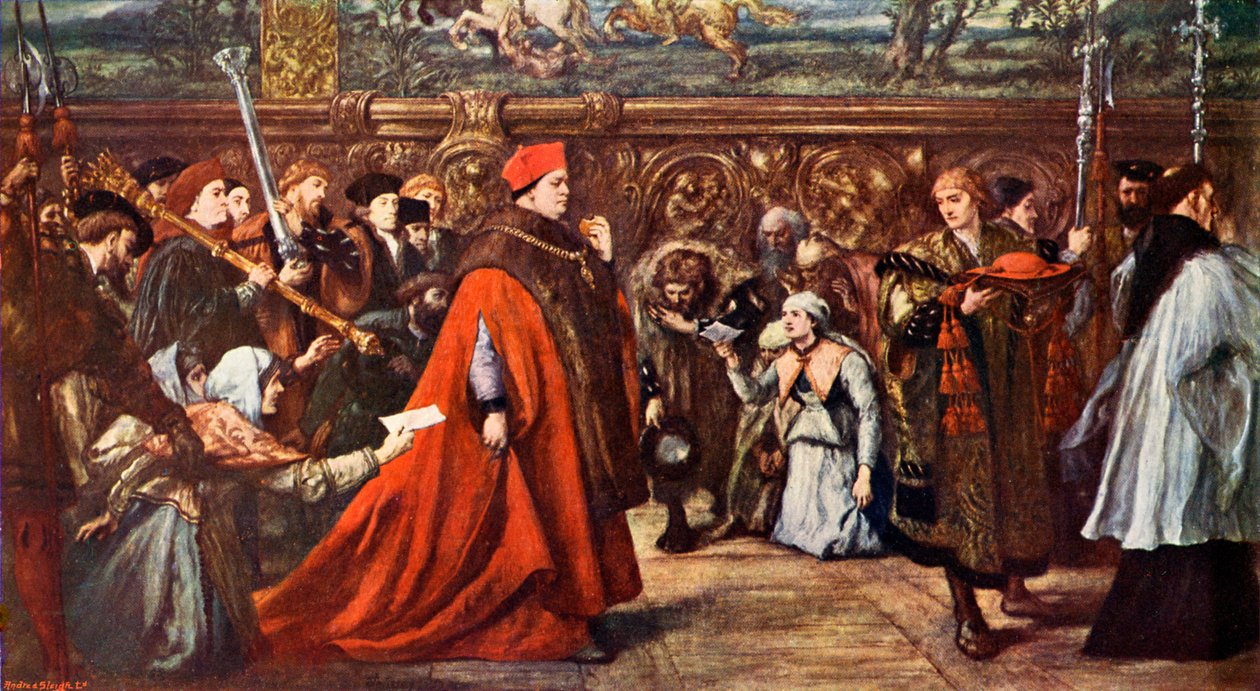 Wolsey bíboros a Westminster Hallba megy alkotó: John Gilbert