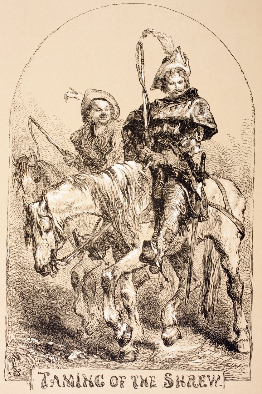 Illusztráció a The Taming of the Shrew-hoz, a „The Illustrated Library Shakespeare”-ből, 1890 Londonban alkotó: John Gilbert